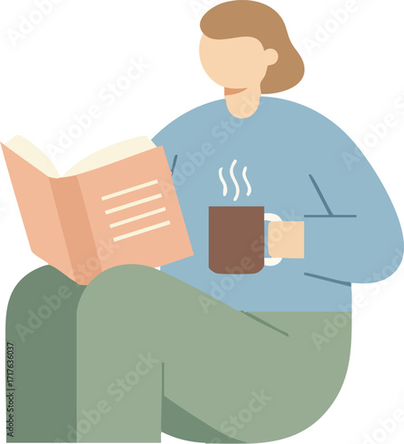 drinking coffee and reading book 