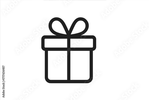 Gift box vector icon. Minimal line graphic for birthday, Christmas, promotions, contests. Present for marketing giveaways, enter to win prize. Surprise package symbol design.
