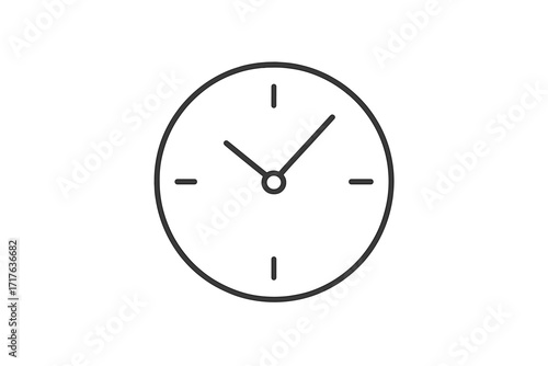 Clock icon vector in thin line art style. Minimalist time symbol for web design. Watch face illustration. Concept of time management, schedule, deadline, timer, countdown.