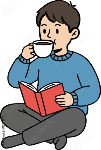 drinking coffee and reading book 