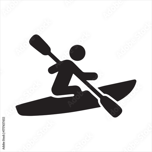 Kayak icon silhouette vector with white background