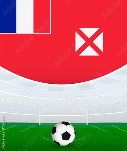 Wallis and Futuna National Football Theme, Stadium and Soccer Ball. Soccer Match Concept in Wallis and Futuna.