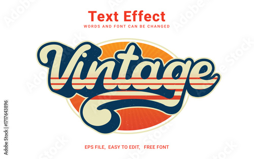 Vintage retro text effect, Editable text effect in illustrator