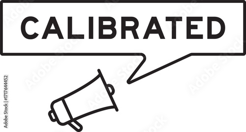 Megaphone icon with speech bubble in word calibrated on white background