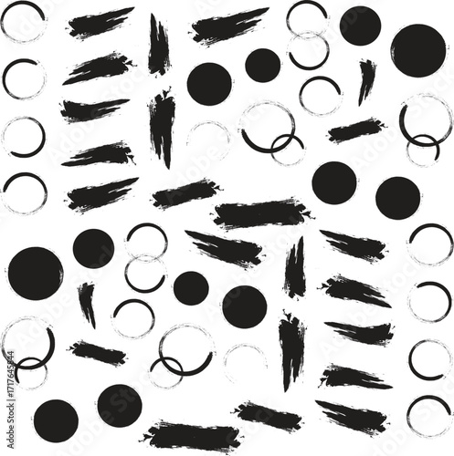 Vector brush streaks pack marker ink strokes grunge. Collection of vector paint bold brush strokes, hand drawn thick grunge lines and rectangle shapes modern grunge.