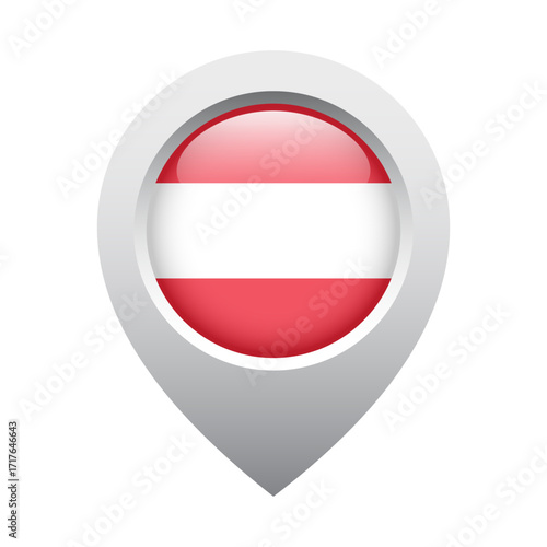 Free Download map pointer icon with glossy round flag of Austria - GFXLoad