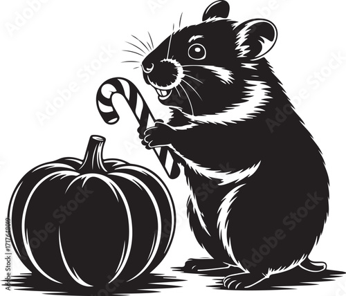 Halloween hamster candy silhouette cute design