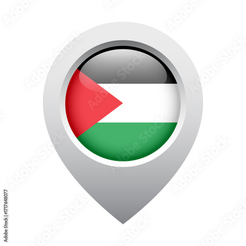 Free Download map pointer icon with glossy round flag of Palestine - GFXLoad