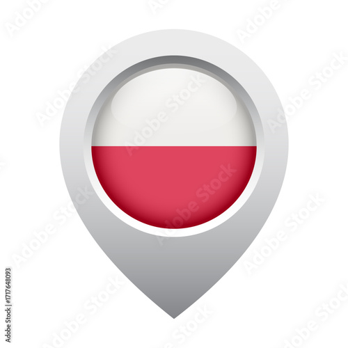 Free Download map pointer icon with glossy round flag of Poland - GFXLoad