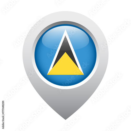 Free Download map pointer icon with glossy round flag of Saint Lucia - GFXLoad