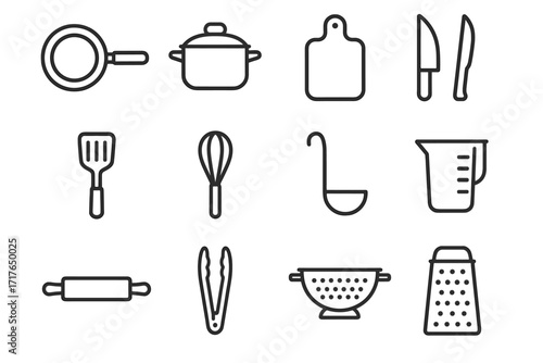 Modern tools tongs knife whisk cup cooking pin icon spatula vector grater