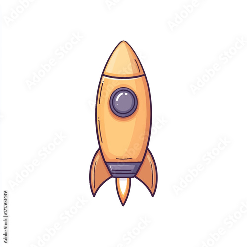 Cartoon rocket ship ready for space travel and cosmic exploration