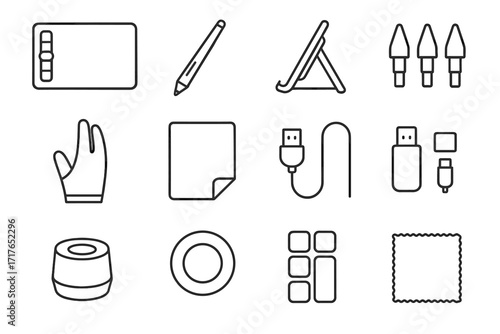 Drawing shortcut touch graphic kit pen protector vector icon digital cable stylus