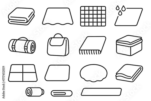 Icon pattern picnic checkered rolled vector small icons soft blanket fleece