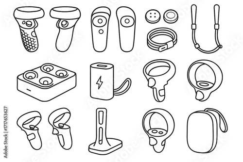 Adjustable lanyards organizer vr grip ring portable vector attachments icon accessories icons