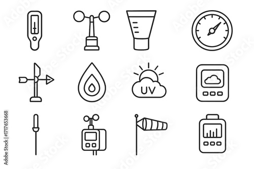 Index cover icon sock vector probe hygrometer meter cloud monitoring weather icons