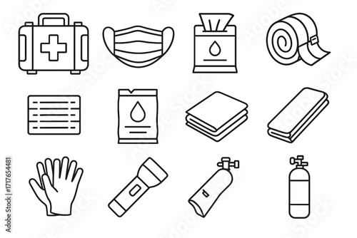 Icon nitrile gloves emer folding aid vector splint first crepe emergency