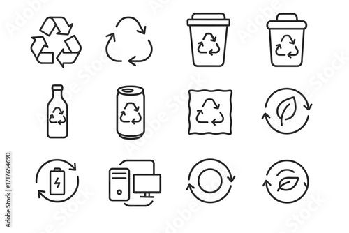 Symbol emblem recycle vector icons icon recycling circular badge zero leaf grid