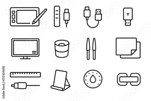 Nibs connector extra pen pressure ruler tablet display icon vector clip digital