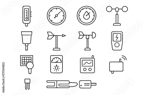 Icon moisture weather detector data uv sensor thermometer icons radiation wind vector