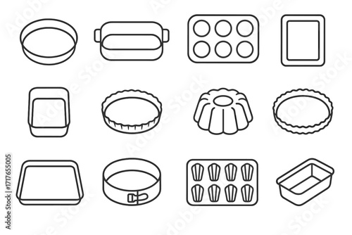Vector icons icon tin baking tart madeleine dish loaf pan mini deep