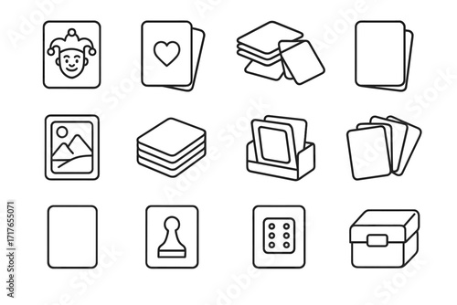 Card joker icon down game back board deck spread storage vector icons