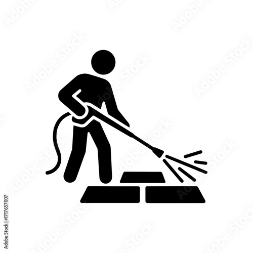 Cleaning floor with water icon