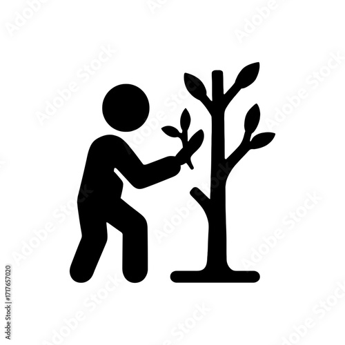 Pruning a young tree icon
