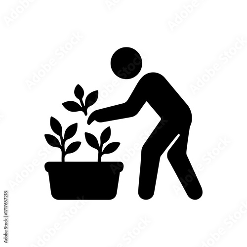Planting seedlings in pot icon