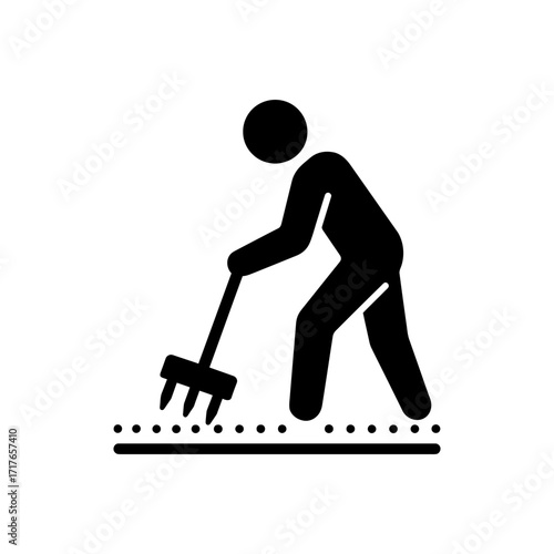 Raking soil in garden icon