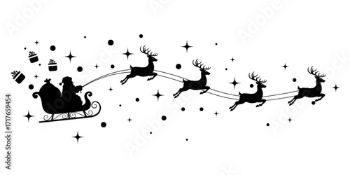 santa's sleigh silhouette vector illustration.