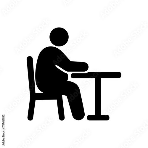 Overweight person studying icon