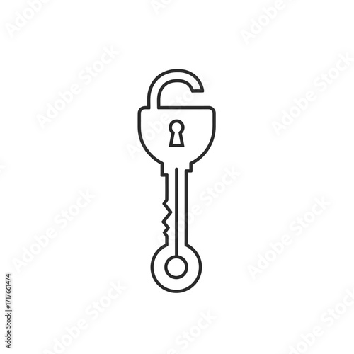 Key unlocking a padlock symbolizes security and freedom, set against a minimalist white background