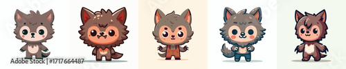 Cute Chibi Werewolf Kid Cartoon Character Vector for Halloween, Fantasy, and Spooky Monster Design