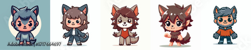 Adorable Werewolf Kid Chibi Cartoon Character Vector for Halloween, Fantasy, and Cute Monster Design