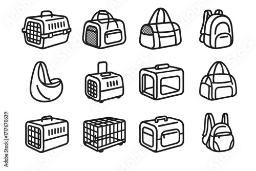 Crate sling icons soft front icon vector carrier zippered pet rolling
