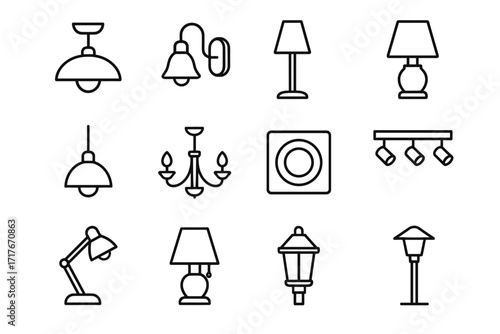 Lamp light table vector ceiling icon fixture icons wall floor track lighting