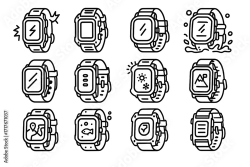 Frame reinforced icon tactical tracker icons thick strap rugged extreme vector climbing