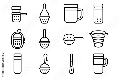 Tumbler travel tea vector infuser insulated mesh bottle icon stick