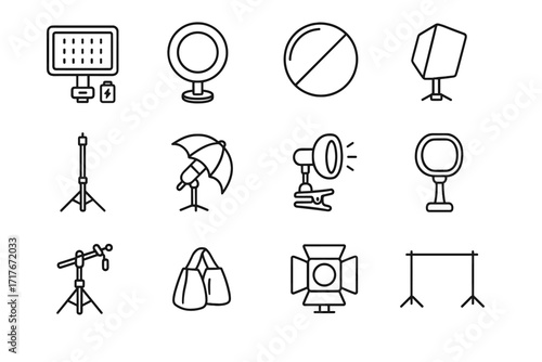 Ring stand vector tripod panel softbox led photography lighting icon light mini