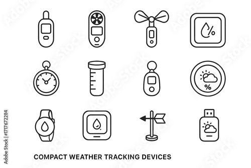 Tracker icons vane wind speed meter compact weather icon gauge humidity vector