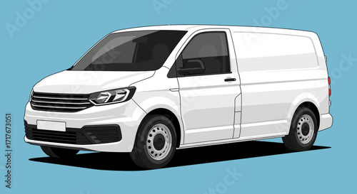 Sleek white cargo van ready for delivery and logistics, showcasing modern design for business transport needs