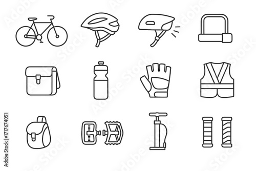 Vest vector bike icons icon cycling saddlebag urban handlebar pump pannier tire