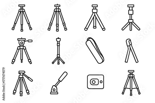 Icons photography fiber combo tripod icon vector studio feet carrying lightweight folding