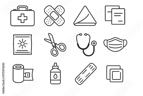 Splint vector emer burn medical strips bandage wound face cross icon