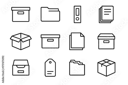 Document cardboard icons stack icon tabs vector folder box office label file