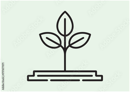 Young sprout with three leaves line art vector