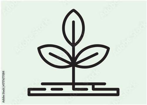 Young sprout with three leaves line art vector