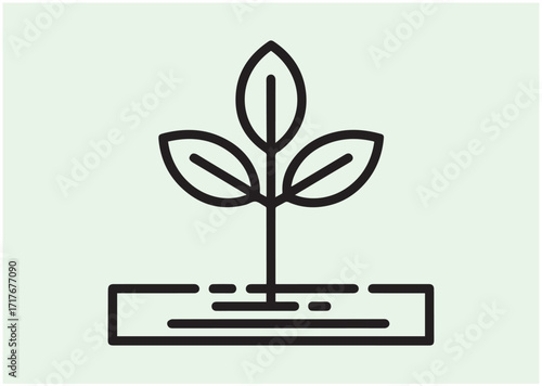Young sprout with three leaves line art vector