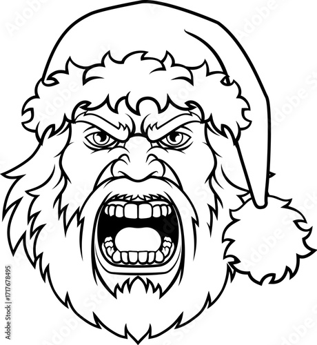 An angry Santa Claus father Christmas cartoon character mascot